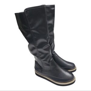 Cloudwalkers Blue Knee High Boot Skylar Wide Calf 10W Side Zip Platform Sole